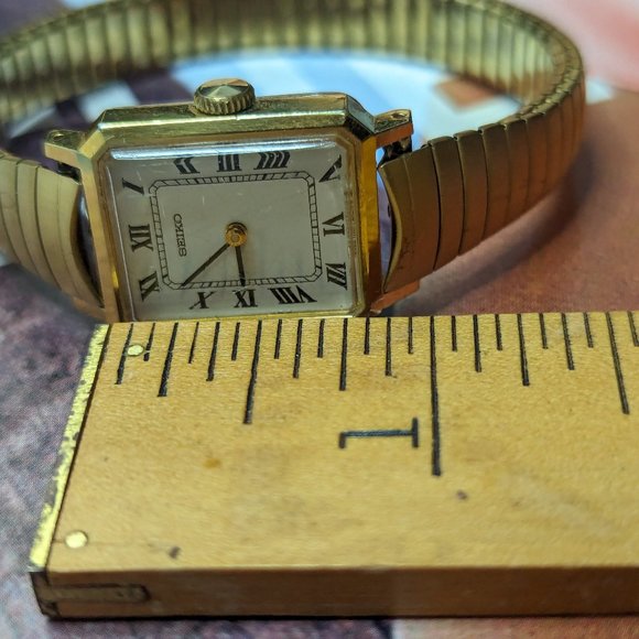 Vintage Seiko 010255 Watch 18k Gold Plated Bracelet Band Working Wind up